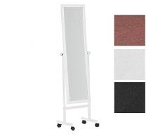 CLP Holz-Standspiegel Yolanda mit Laufrollen I Schlichter Garderobenspiegel aus lackiertem Holz I erhältlich Weiß