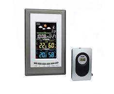 BAYUE Wetterstation, Vertikal Farbe Großwetterstation mit Innen- Außenthermometer mit Wireless Sensor, Digital Temperatur-Feuchtigkeits