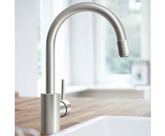 GROHE Concetto Küchenarmatur, hoher Auslauf zum Herausziehen, Schwenkbereich 360°, SuperSteel 32663DC1