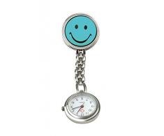 Pflegehome24 Schwesternuhr Smiley Pulsuhr Krankenschwesteruhr Kitteluhr Pflegeuhr mit Clip, (Hellblau)