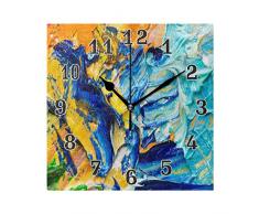 QMIN Wanduhr, Kunstdruck, quadratische Uhr, geräuschlos, kein Ticken, für Schlafzimmer, Wohnzimmer, Küche, Büro, Home Decor