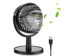 VOYOMO USB Ventilator, Mini USB Tischventilator geräuscharmer mit 4 einstellbaren Geschwindigkeitsstufen, 270° einstellbarem vertikalem Winkel, 12 cm Durchmesser für Zuhause und Büro