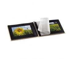 Hama Fotoalbum Fine Art, 50 schwarze Seiten (25 Blatt), Spiralalbum 24 x 17 cm, mit Ausschnitt für Bildeinschub, taupe