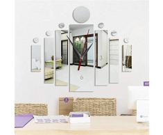 Hongyu2019 DIY Wanduhr Moderne Clock, 3D Acryl Spiegel Rahmenlose Wanduhr für Küche Wohnzimmer Schlafzimmer (Silber)