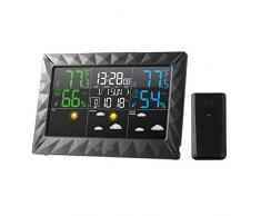 JUAN Innen Außen-Wetterstation, Funk-Wetterstation + 100M Vorhersage Sensor Thermometer Hygrometer Meter Kalender 3CH Hintergrundbeleuchtung