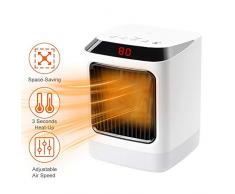 AGKupel Heizlüfter,Energiesparend Keramik Heizlüfter mit 2s Schnellheizung 7-Farbige LED-Leuchten Ventilator Heizlüfter,3 Modi Heizlüfter Leise für Schreibtisch Heimbüro Küche Schlafzimmer