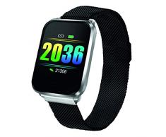 Fitnesstracker mit Herzfrequenz Puls Blutdruck Sauerstoff Schlaf Schritte Farbdisplay Smartwatch Armband Uhr Metallband - 9711/7