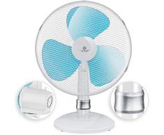 KESSER® - Tischventilator 30cm Ventilator mit 3-Leistungsstufen | Leise Betrieb | Oszillation ca. 85° | Neigungswinkel 30° | Windmaschine | Luftkühler | Geringes Betriebsgeräusch Weiß