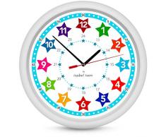 Isabel Iven Wanduhr Kinder Sterne - Lautlose Farbenfrohe Kinderwanduhr - Wanduhr Für Mädchen Und Jungen - Bunte Lernuhr Für Kinder 30,5 cm Von Designerin