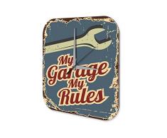 LEotiE SINCE 2004 Wanduhr mit geräuschlosem Uhrwerk Dekouhr Küchenuhr Baduhr Nostalgie Auto Retro Meine Werkstatt Wand Deko Acryl Uhr