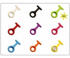 Schwesternuhr - Set mit 1 x Schwesternuhr und 9 x Silikonhüllen (hellblau, violett, weiss, orange, rot, gelb, grün, schwarz, pink) - Krankenschwesteruhr, Pulsuhr, Kitteluhr, Pflegeuhr * Top-Qualität zum Top-Preis*