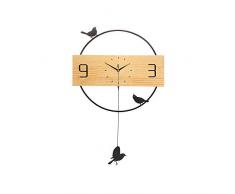 HHH Stille Hölzerne Runde Wanduhr, Moderne Runde Metallwanduhr - Moderne Minimalistische Pendelwanduhr ， Für Wohnzimmer, Schlafzimmer Und Küche - Niedlicher Retro-Stil Indoor Wanduhr (Size : 55x84cm)