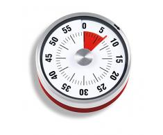 ADE Mechanischer Küchentimer TD 1702. Klassischer Kurzzeitmesser mit Rundskala zum Aufziehen. Durchmesser 7,8 cm. Akustisches Signal nach Zeitablauf. Zuverlässige Eieruhr. Farbe: Rot