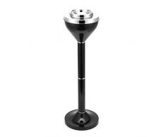 Sfeomi Einstellbarer Aschenbecher mit Standfuß Metall für Draußen 42 cm und 61 cm Hoch mit Chrom Beschichtung Standing Metal Cigarette Ashtray Aschenbecher Stand modern stabil (Schwarz)