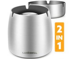 Luxebell Windaschenbecher, Aschenbecher mit deckel aus edelstahl innenaschenbecher mit rutschfestem boden Tragbarer aschenbecher für garten und balkon