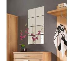 Wohaga® 8 Stück Spiegelfliesen Set Spiegelkachel Fliesenspiegel Spiegel je 20,5x20,5cm Wanddekoration Wandspiegel