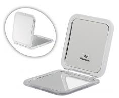 Taschen-Spiegel Weiß Acryl Kosmetex mit 7-fach Vergrößerung und Magnetverschluss, Spiegel 8.5 x 8.5 cm