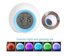 LED 7 Farben ändern aufwachen Licht Uhr Digital Thermometer Timer Tisch Schreibtisch Wecker mit Snooze Funktion