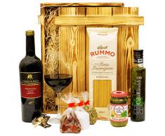 Geschenkset Verona | Italien Geschenkkorb gefüllt mit Wein, italienischen Spezialitäten & Holzkiste | Feinkost Präsentkorb mit Rotwein und Delikatessen für Männer & Frauen