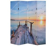 Mendler Foto-Paravent T234, Paravent Raumteiler Trennwand 180x160cm ~ Sonnenuntergang