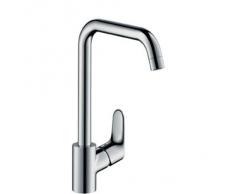 hansgrohe Focus Küchenarmatur (Wasserhahn Küche ohne Schlauchbox, 110°, 150°, 360° schwenkbar, hoher Auslauf 260mm) Chrom