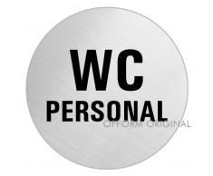 OFFORM Edelstahl Türschild Ø 75 mm Piktogramm "WC Personal" Nr. 8482