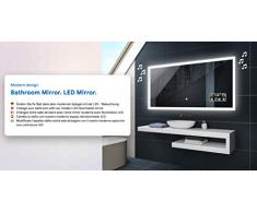 Badspiegel 100x70cm mit LED Beleuchtung - Wählen Sie Zubehör - Individuell Nach Maß - Beleuchtet Wandspiegel Lichtspiegel Badezimmerspiegel - LED Farbe zu Wählen Kaltweiß/Warmweiß L01