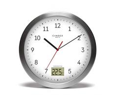 Cander Berlin MNU 4017 Weiße Badezimmeruhr aus Aluminium mit Vier Saugnäpfen zur Befestigung, Temperaturanzeige und lautlosem Uhrwerk - 17 cm (Ø) - kein nerviges Ticken