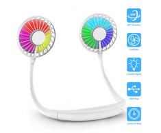 HAPAW Tragbarer Nackenbügel Ventilator, USB Mini Nacken Ventilator Hals 3-Gang 360° Drehung mit Wiederaufladbare Akku & LED - USB Lüfter Nackenventilator Sport Fan Kleiner Halslüfter für Hause, Freien