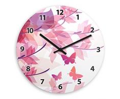 Wanduhr mit Motiv mit Schmetterlingen für Mädchen | Kinderzimmer-Uhr | Kinder-Uhr