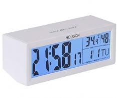 HOUSON LED Digital Wecker, Digitaluhr Tischuhr Reisewecker Alarm Clock Snooze Uhr Lautstärke einstellbar mit Thermo-Hygrometer, große LCD-Ziffern Hintergrundbeleuchtung Temperaturanzeige Wecker