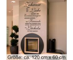 Wandtattoo XXL Zuhause ist wo die Liebe wohnt Spruch Wohnzimmer Wandaufkleber (Schwarz, 120 cm x 60 cm)