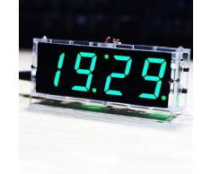 Tonysa 4-stellige DIY Digital LED Uhr Kit,Idealer Digitaluhr Bausatz,DIY Elektronische Uhr Set für Elektronikliebhaber,Kompatibel mit Alarmfunktion/Timerfunktion/automatischer Anzeige(Grün)