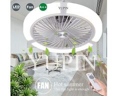LED Unsichtbarer Deckenventilator Fan Deckenleuchte Moderne Fan Deckenlampe 68W Dimmbar Mit Fernbedienung Für Wohnzimmer Lampe Schlafzimmer Kinderzimmer Leise Fan Beleuchtung 45Cm,Weiße