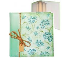 alles-meine.de GmbH Fotoalbum / Gästebuch - edel - Blüten & Blumenranken - grün - Gebunden zum Einkleben - blanko weiß - groß - 40 Seiten - viele Bilder - 10x15 - Gästealbum ..