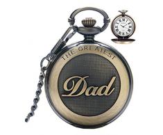 Herren-Taschenuhr, Vintage-Stil, Quarzuhr mit Kette, mit römischen Ziffern für den tollsten Vater, Großvater/Opa - Retro-Geschenk zum Geburtstag oder Vatertag
