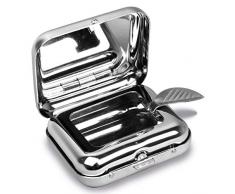 Mobiler Mini Taschenaschenbecher für unterwegs | Aschenbecher für Draußen | Aschenbecher zum Mitnehmen | Aschenbecher geruchsdicht | Outdoor Ascher| Reiseaschenbecher mit Deckel Chrom POLIERT