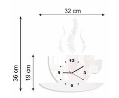 TASSE Time for coffee (Zeit für Kaffee) Moderne Küche Wanduhr weiß, 3d römisch, wanduhr deko