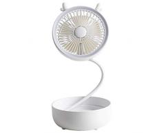 Dasongff Tragbarer Mini Ventilator Mobil Leise Handventilator mit LED-Lichter USB Klein Tischventilator Multifunktional Aufbewahrungsbox Lüfter