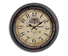 levandeo Wanduhr XXL 47cm aus Metall - Motiv: Barcelona Plaza de Toros Monumental - Kolonialstil Nostalgie Großuhr Bahnhofsuhr Metalluhr