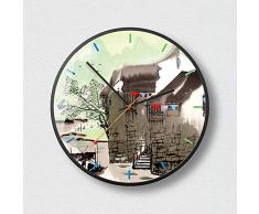 FortuneVin Wanduhr aus Aluminium mit lautlosem Sweep Uhrwerk für den Außenbereich Badezimmerwanduhr die Küchewanduhr Home Office 12 Zoll Schwarz 5