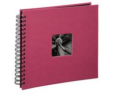 Hama Fotoalbum Fine Art, 50 schwarze Seiten, 25 Blatt, Spiralalbum 28 x 24 cm, mit Ausschnitt für Bildeinschub, orchideenpink