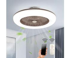 Deckenventilator Mit Beleuchtung LED-Licht Einstellbare Windgeschwindigkeit Dimmbar Mit Fernbedienung 32W Moderne LED-Deckenleuchte Für Schlafzimmer Wohnzimmer Esszimmer,Braun