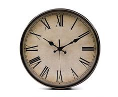 Lawei Wanduhr Vintage Küchenuhr mit Geräuscharmem Uhrwerk Kinderuhr ohne Tickgeräusche mit Römische Ziffern für Büro Zimmer Cafe Restaurant, Ø 28 cm
