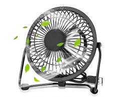 phixilin USB Ventilator Mini Tischventilator 360° Drehung Ultra Leise Metall-Lüfter USB Ventilator Tragbarer Mini Tischventilator Lüfter für PC MAC Notebook Steckdose, Büro und Zuhause - Schwarz