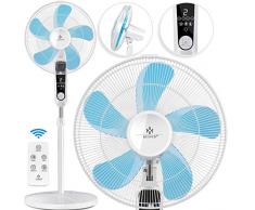 KESSER® - Standventilator mit Fernbedienung und Display Led - Timer leise Oszillation 80 Grad - 60 Watt - Ventilator höhenverstellbarer 115-134 cm - Kopf 35 Grad neigbar - 3 Geschwindigkeiten Weiß