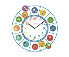 Cander Berlin MNU 11040 Kinderwanduhr lautlos 40 cm geräuschlos 24 Magnet-Bilder Lernzifferblatt Kinderzimmer farbenfroh Tagesablauf - Ablesen der Uhrzeit Lernen
