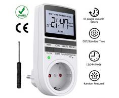 iKALULA Zeitschaltuhr, Digitale Zeitschaltuhr Steckdose LCD-Display Programmierbare Timer Steckdose Digitale Zeitschaltuhr mit 10 konfigurierbaren Programmen Zufallsschaltung Digital Timer Schalter