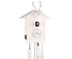 Eble Kuckucksuhr Kuckuckuhr Echtholz NEU batteriebetriebenes Quartzwerk Kuckuckruf Hirschkopf weiß 26cm- 24380