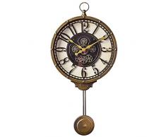 QMMD Amerikanische Retro Nicht Tickende Dekorative Pendel-Wanduhren des Haushalts - Batteriebetrieben - Wohnzimmer-Dekor-Schlafzimmer-Küche